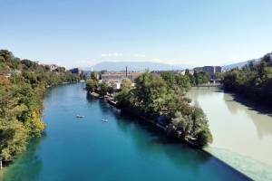 Rhone Arve Wanderung Perly - Genève