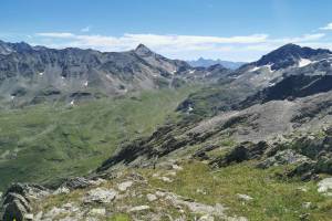 Aussicht vom Pas de Chevaux nach Süden Richtung Col du Grand-St-Bernard und Aostatal